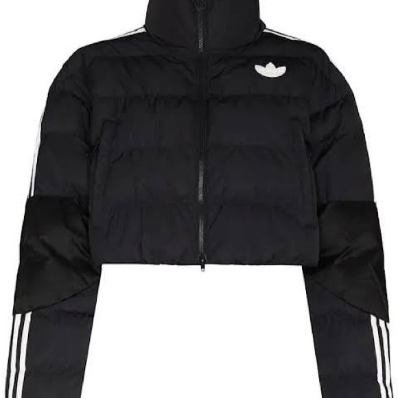 Adidas original Black Short Synthetic Down Puffer cropped Jacket - Picture 2 of 6